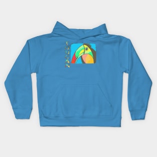 Artistic Toucan with Vertical TOUCAN Text Kids Hoodie